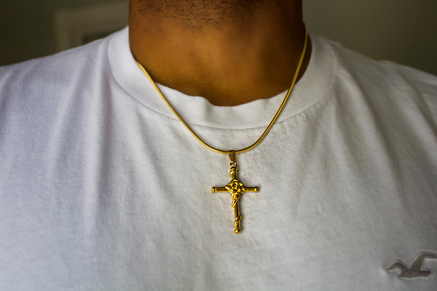 Cross Rose Pendant Chain